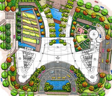 某商务区景观概念设计方案免费下载 园林绿化及施工